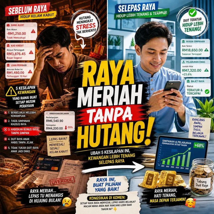 Rancang kewangan musim perayaan dengan bijak, simpan duit raya anak dalam emas