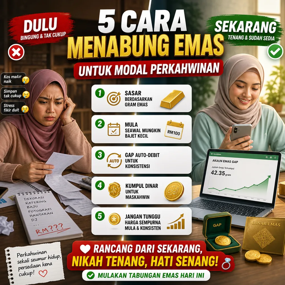 5 Cara Menabung Emas Untuk Modal Perkahwinan