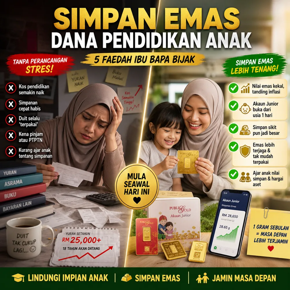5 Faedah Menyimpan Emas Sebagai Dana Pendidikan Anak