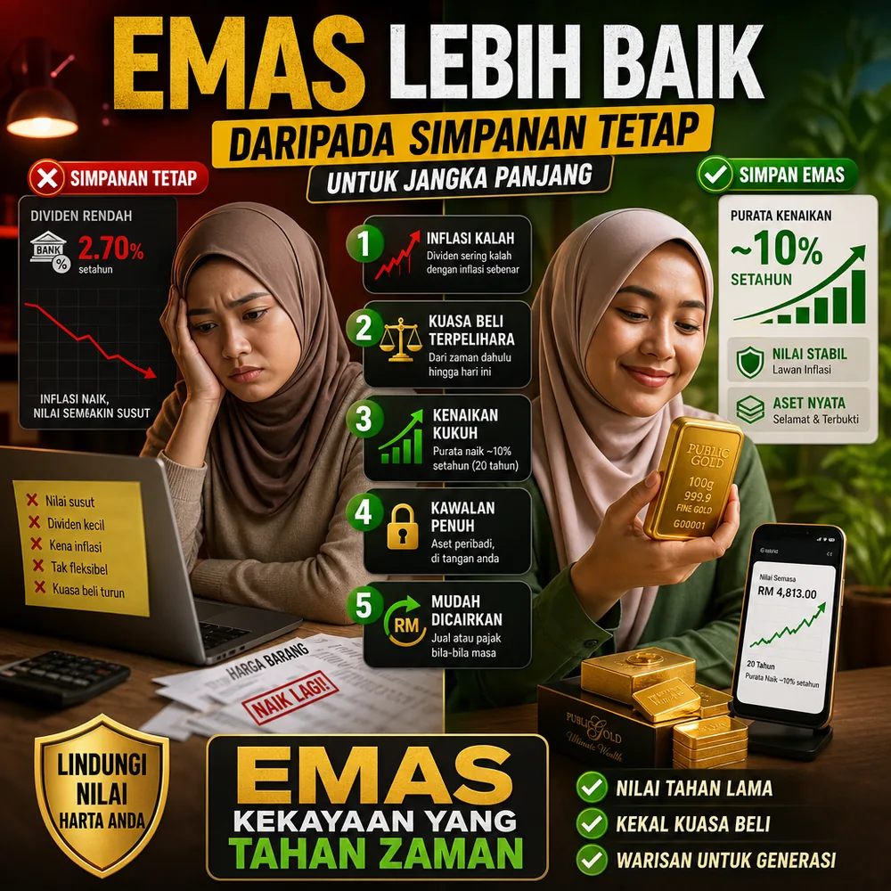 5 Sebab Emas Lebih Baik Daripada Simpanan Tetap Untuk Jangka Panjang
