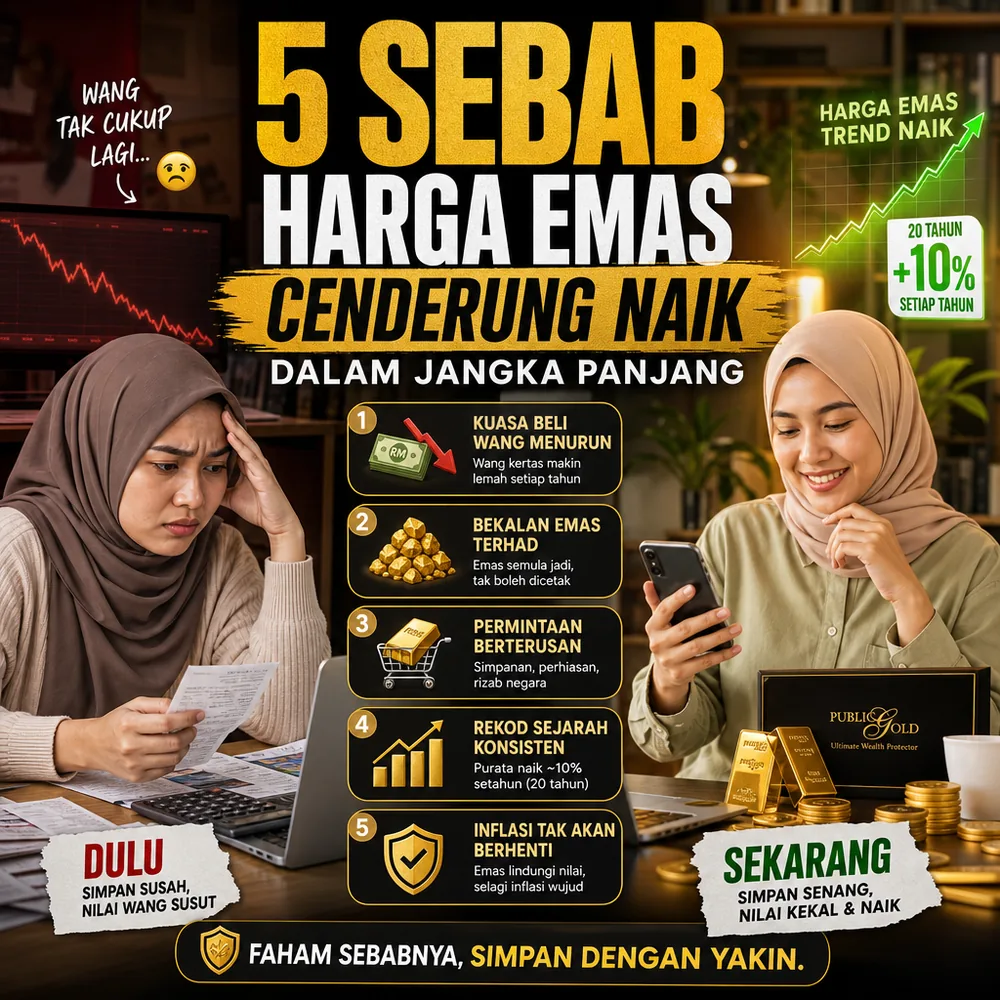 5 Sebab Harga Emas Cenderung Naik Dalam Jangka Panjang