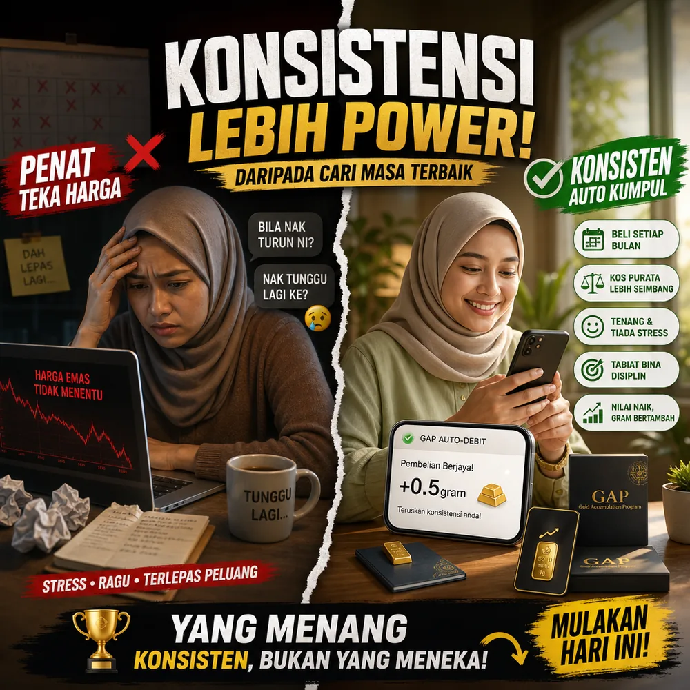 5 Sebab Konsistensi Lebih Penting Daripada Masa Membeli Emas