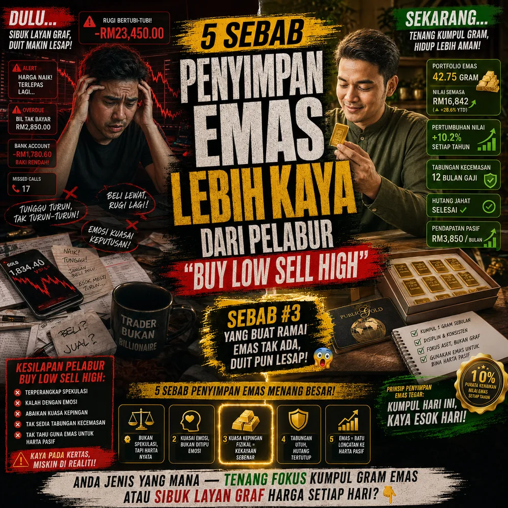 5 Sebab Penyimpan Emas Lebih Kaya Dari Pelabur "Buy Low Sell High"