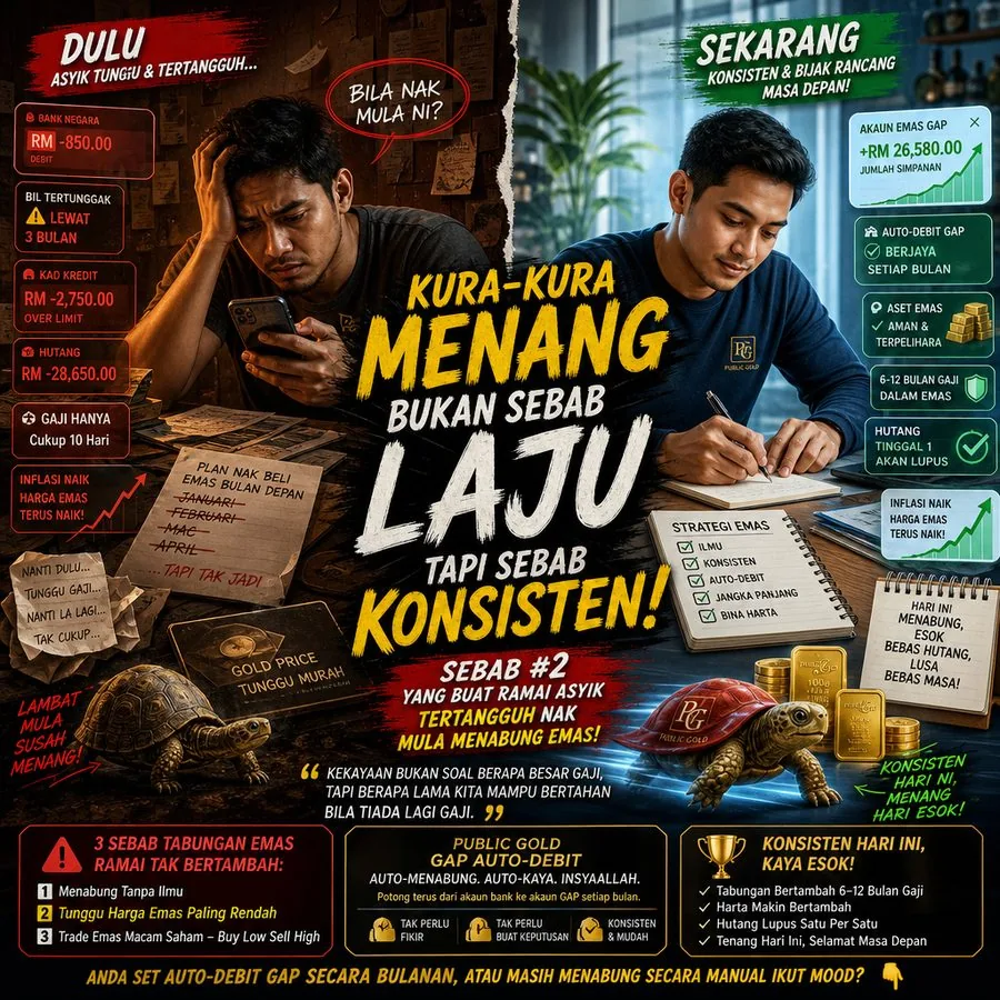 Kura-kura menang sebab konsisten menabung emas Public Gold