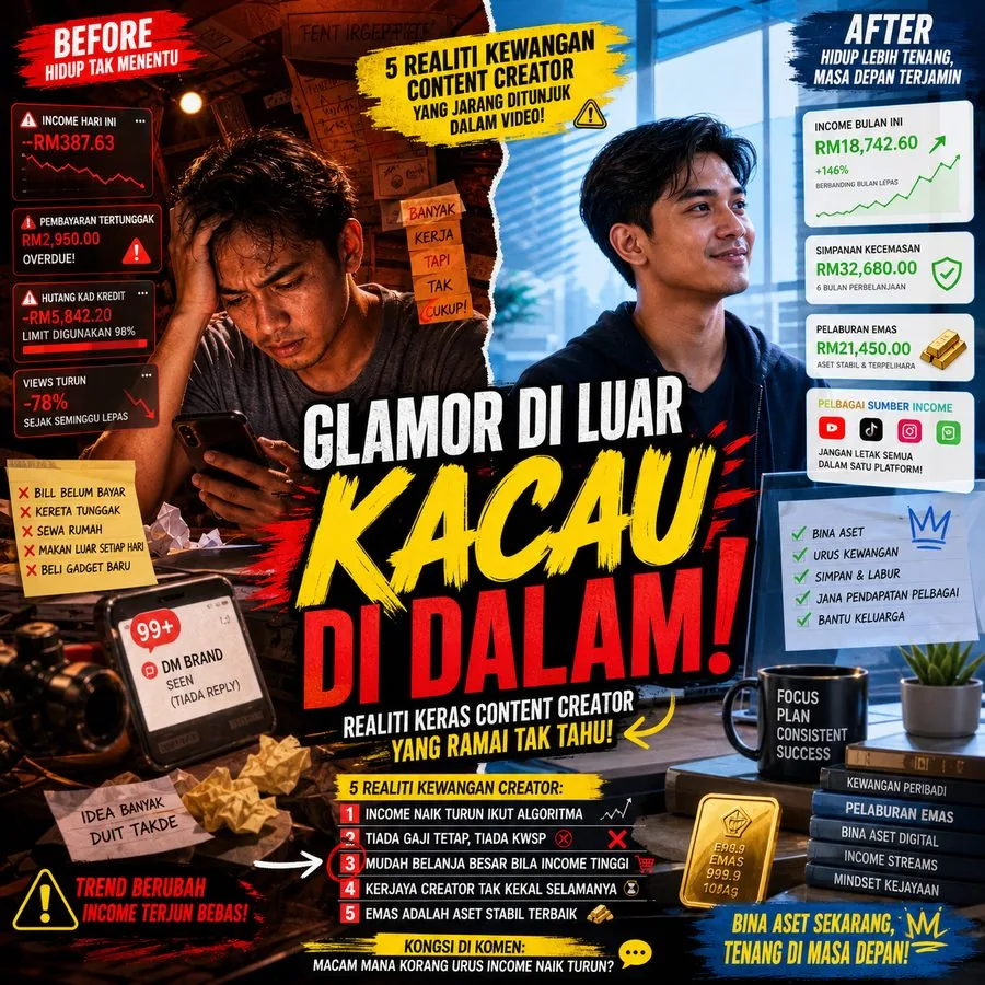 5 realiti kewangan content creator dan kepentingan simpan emas Public Gold