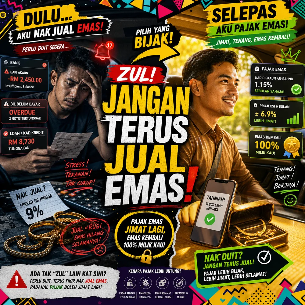 Sembang dua sahabat perlu duit segera nak jual emas atau pajak