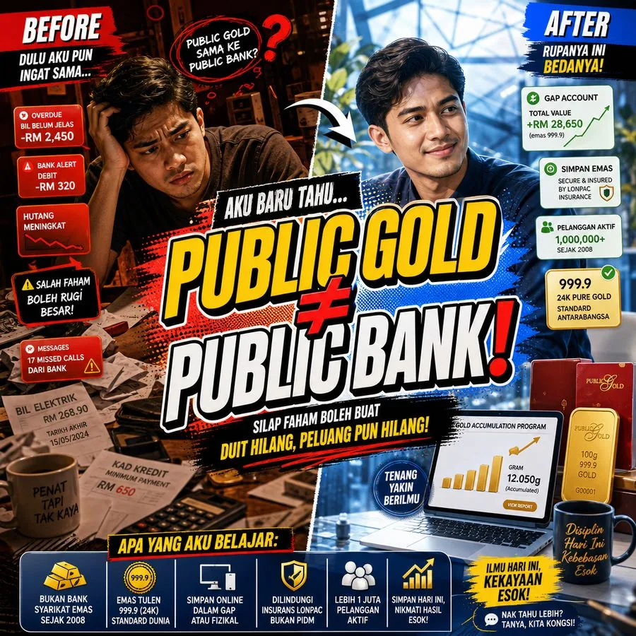 Dialog Hariz dan Faris tentang beza Public Gold dan Public Bank