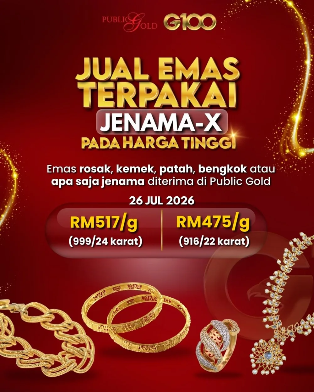 Kadar buyback emas Public Gold 26 Julai 2026