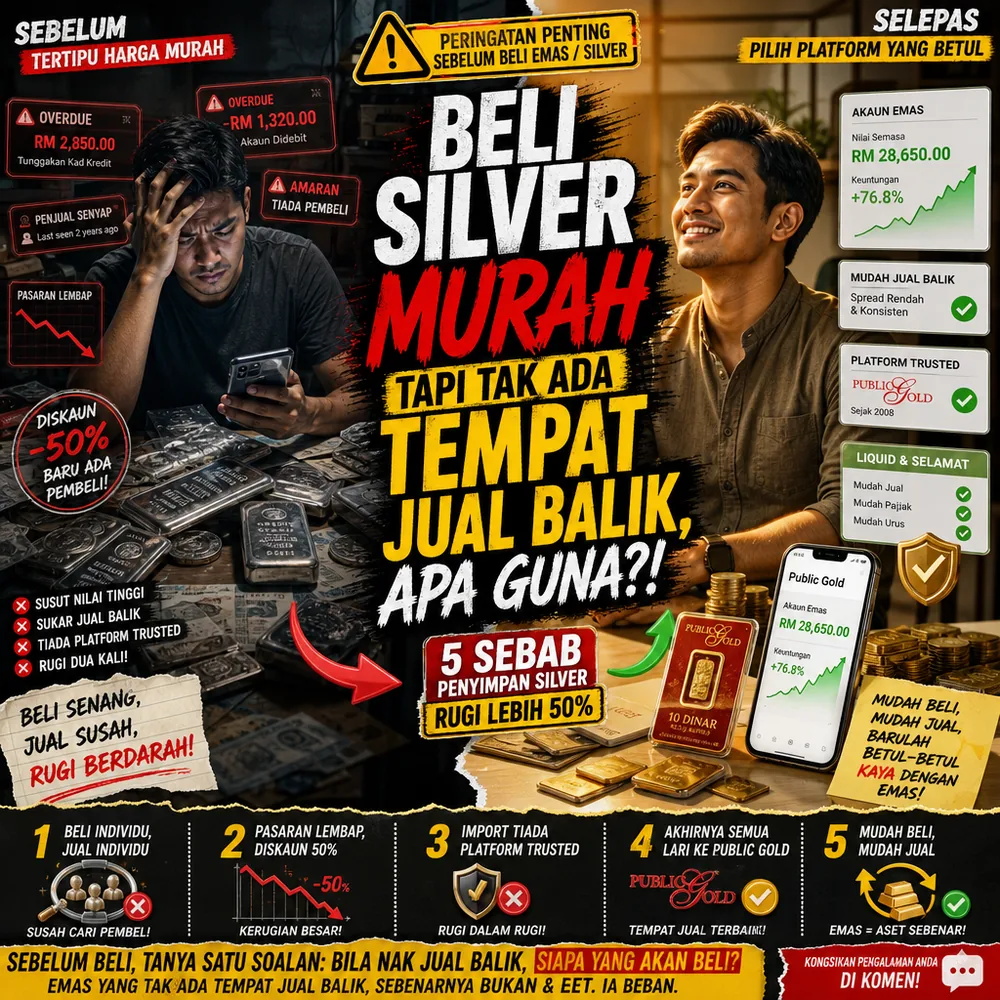 Beli emas murah tapi tak ada tempat jual balik apa guna penyimpan silver rugi lebih 50 peratus