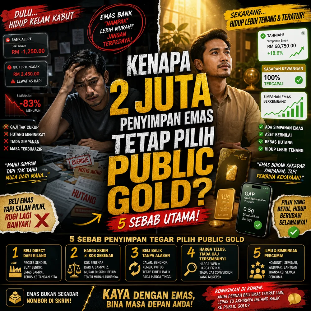 5 sebab penyimpan emas tegar tetap pilih Public Gold walaupun emas bank nampak lebih murah