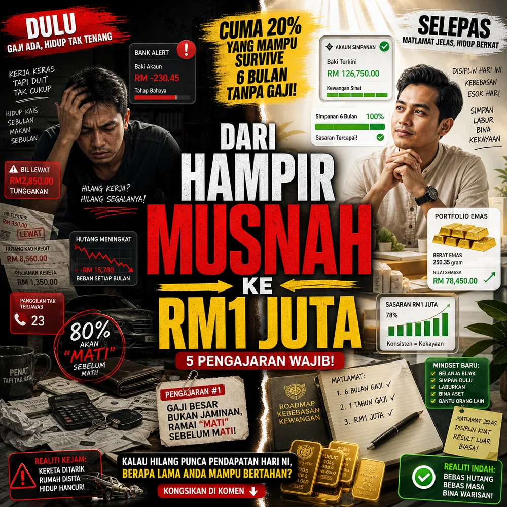 Cuma 20% mampu survive 6 bulan tanpa gaji langkah pertama RM1 juta Public Gold