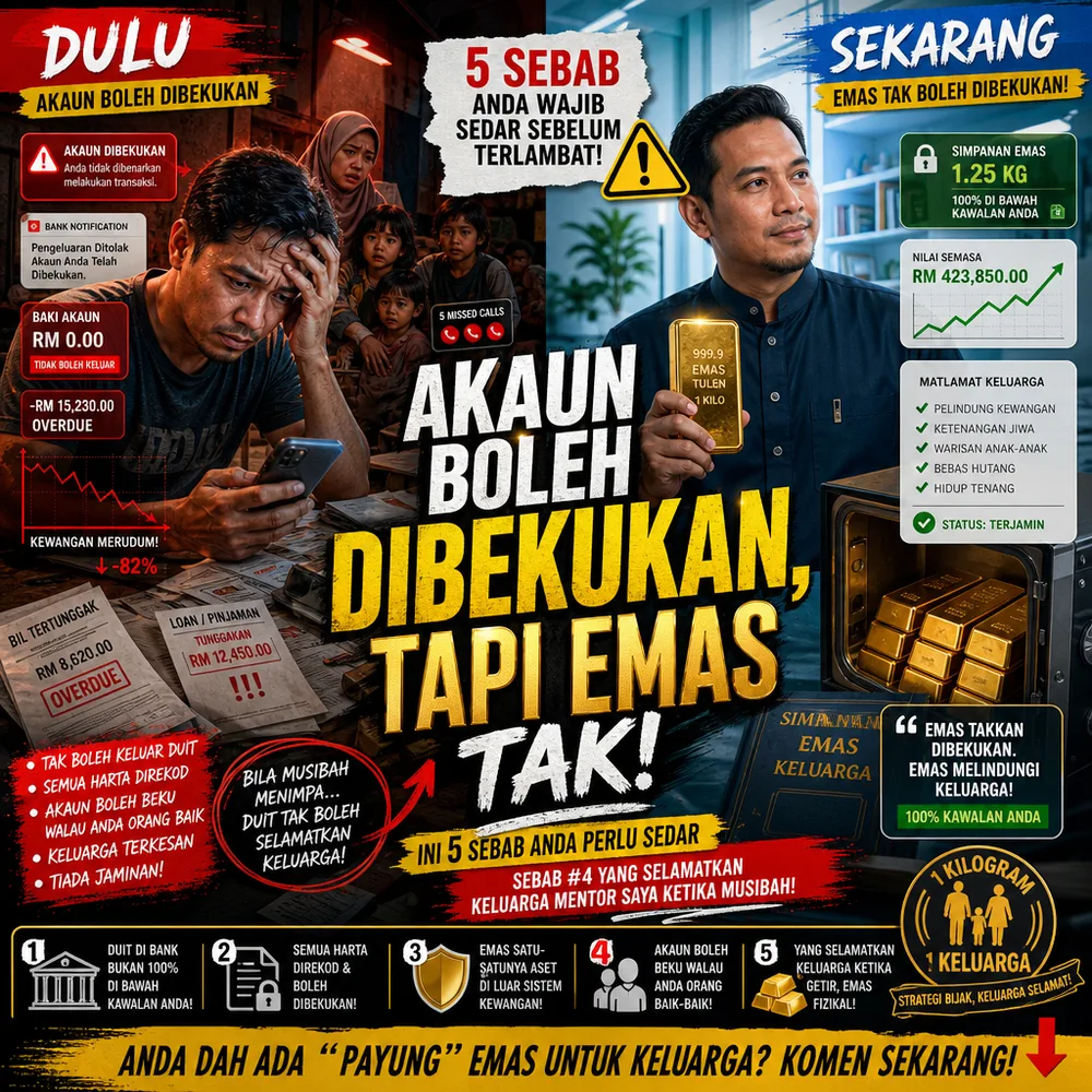 Akaun bank boleh dibekukan tapi emas tak 5 sebab perlu sedar Public Gold