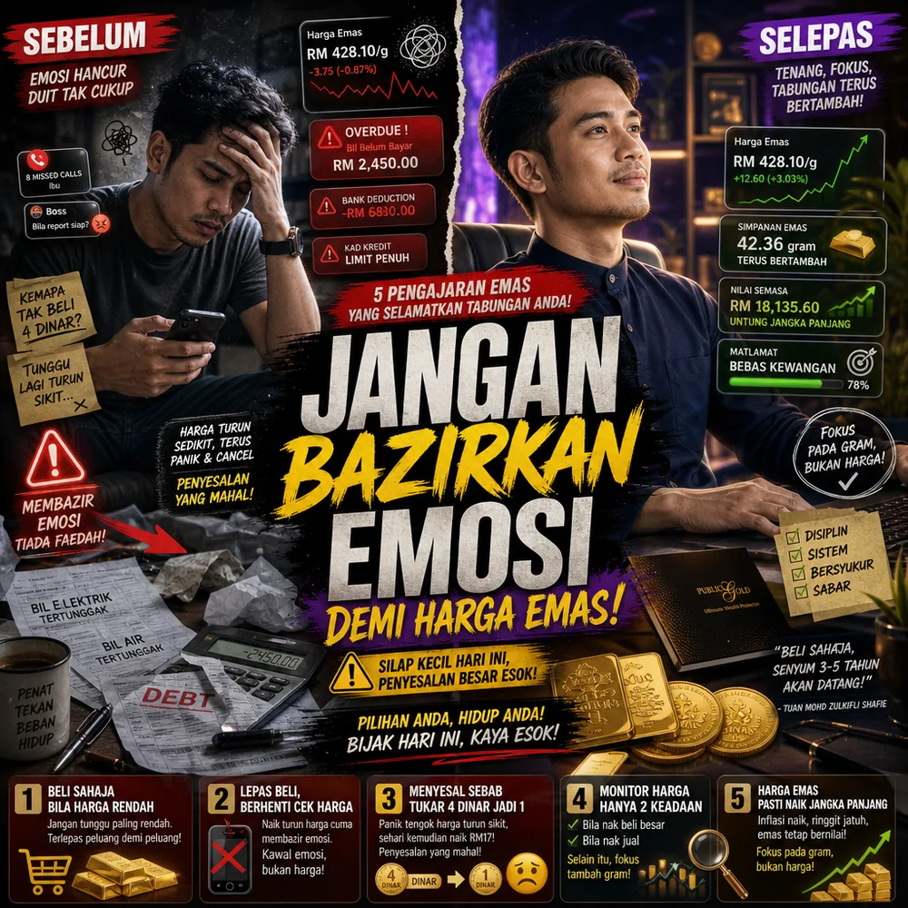 Jangan bazirkan emosi dengan harga emas 5 pengajaran selamatkan tabungan Public Gold