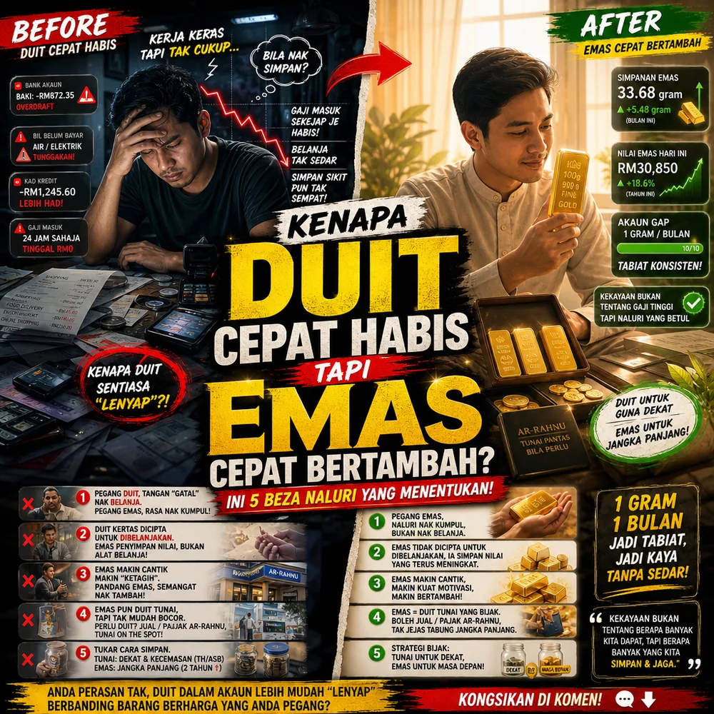 Kenapa duit cepat habis tapi emas cepat bertambah 5 beza naluri Public Gold