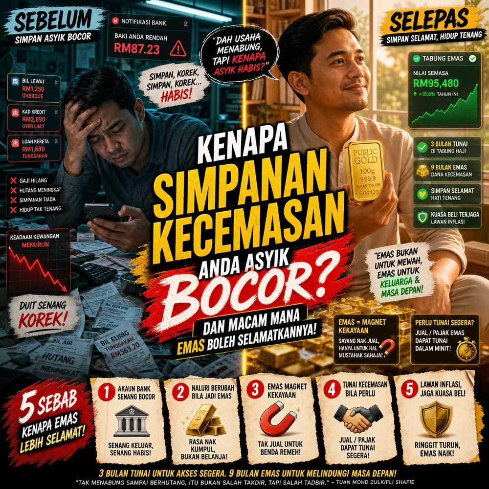 Kenapa simpanan kecemasan asyik bocor dan macam mana emas selamatkannya Public Gold